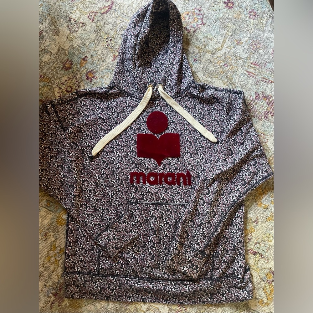 Isabel Marant Maroon Logo Printed Hooded Sweatshirt
